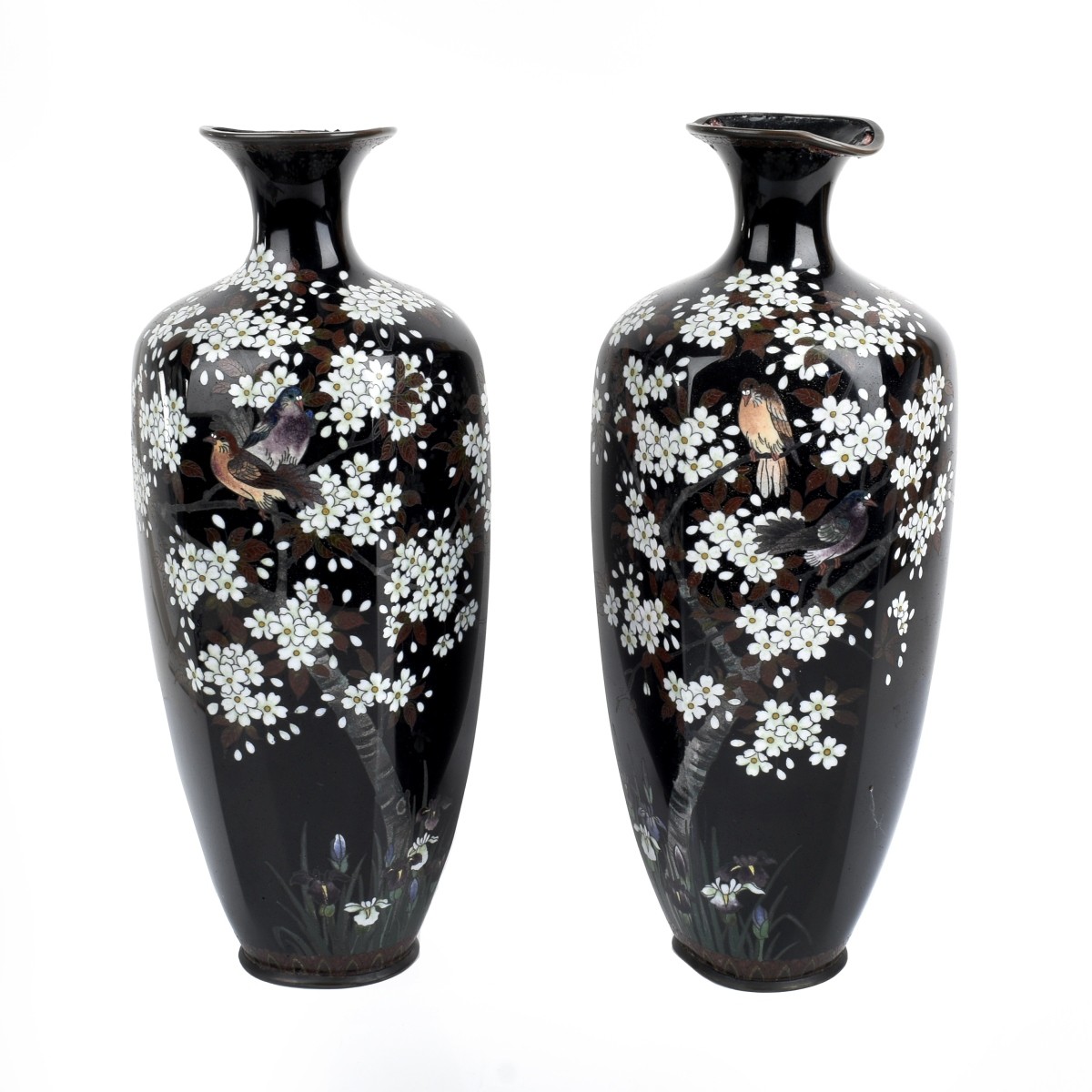 Pair of Japanese Cloisonne Enamel Vases