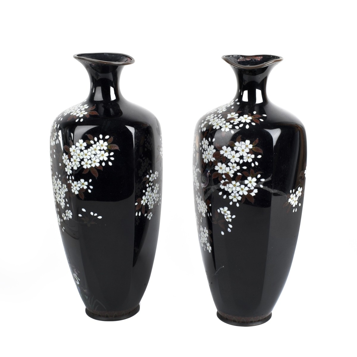 Pair of Japanese Cloisonne Enamel Vases