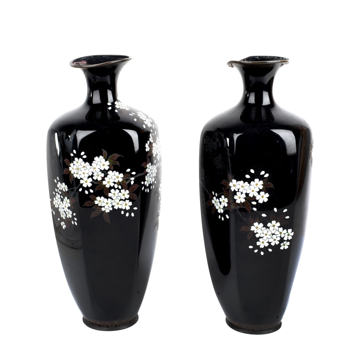 Pair of Japanese Cloisonne Enamel Vases