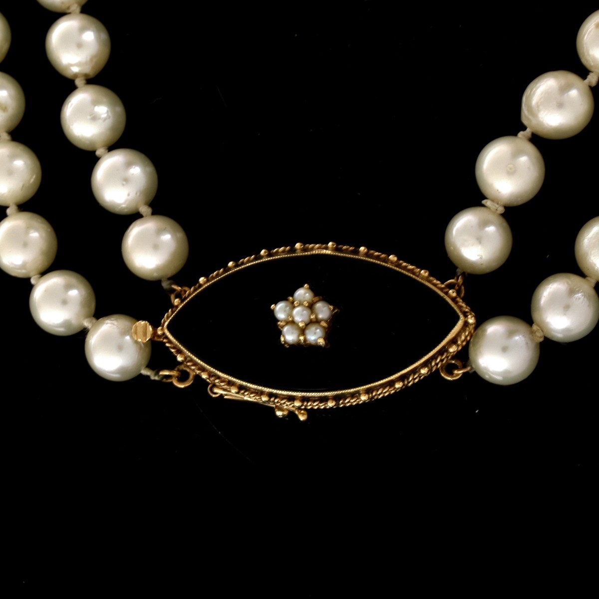 Pearl, Onyx and 14K Necklace