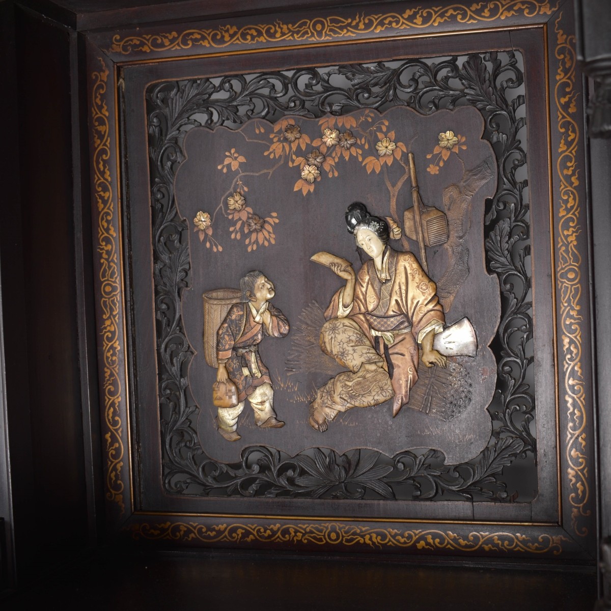 19th C. Japanese Shibayama Inlaid Cabinet