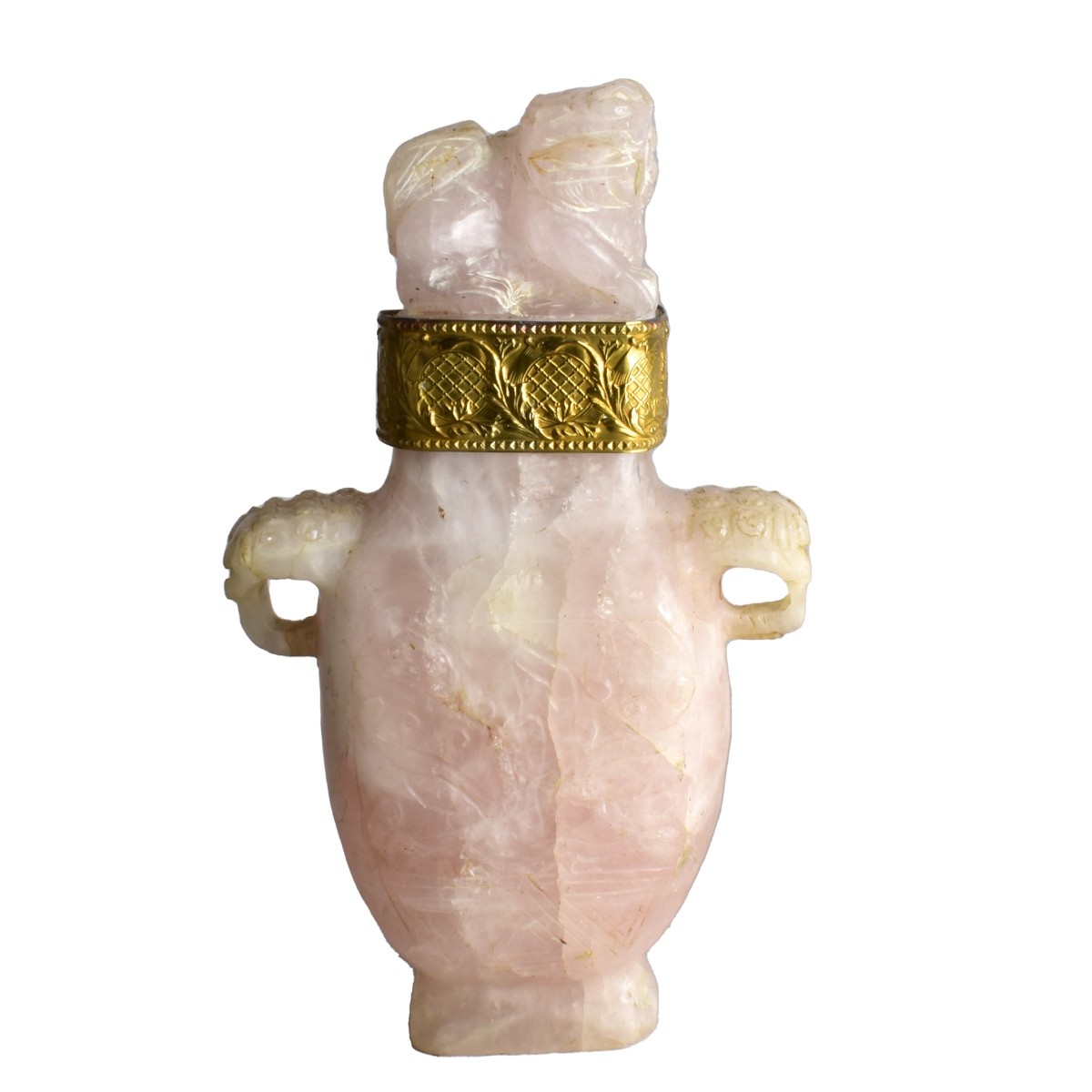 Antique Chinese Rose Quartz Covered Vase