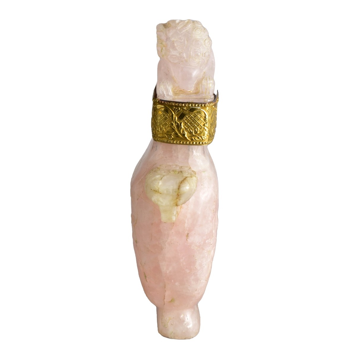 Antique Chinese Rose Quartz Covered Vase