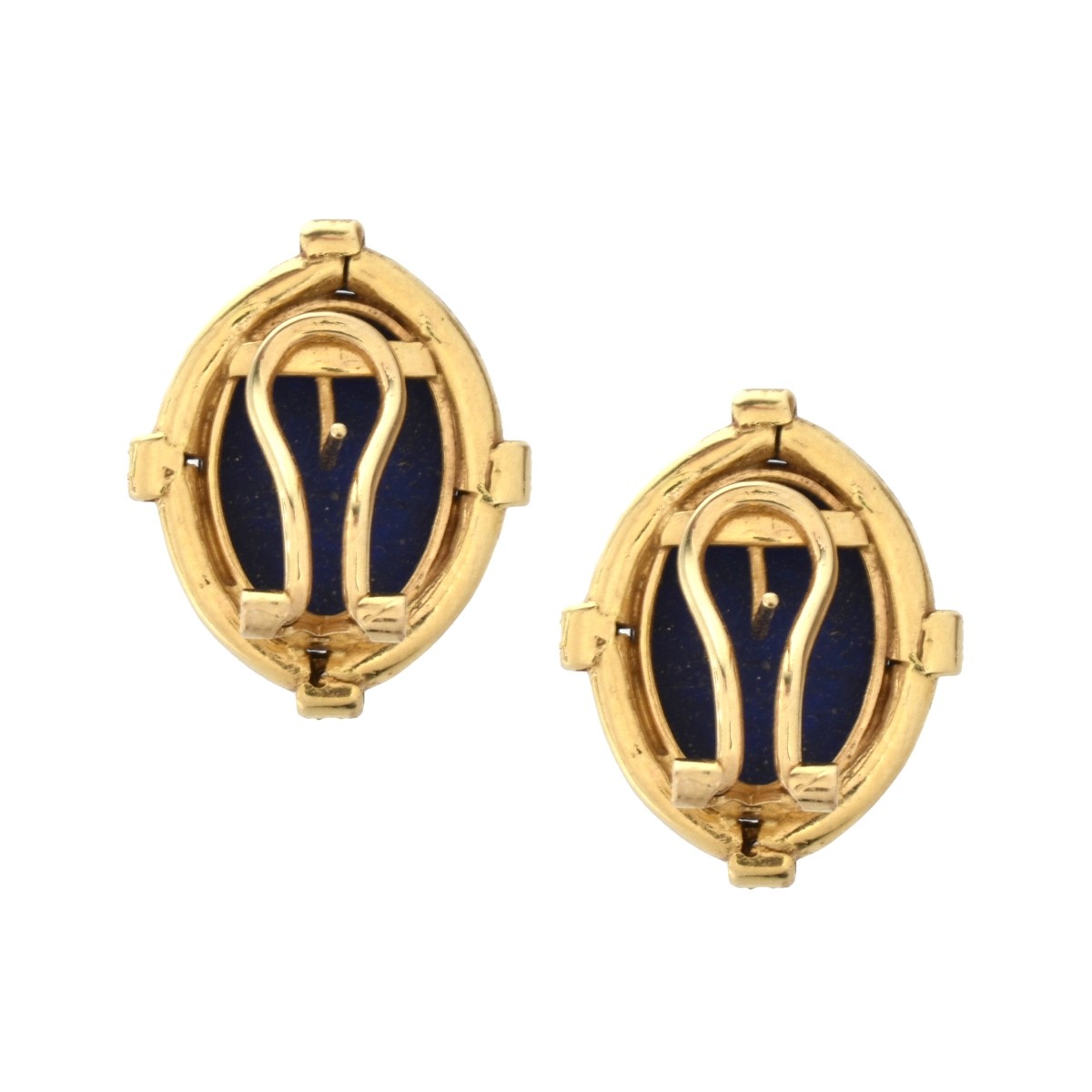 Lapis, Diamond and 14K Earrings