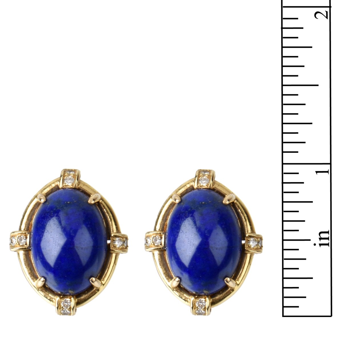 Lapis, Diamond and 14K Earrings