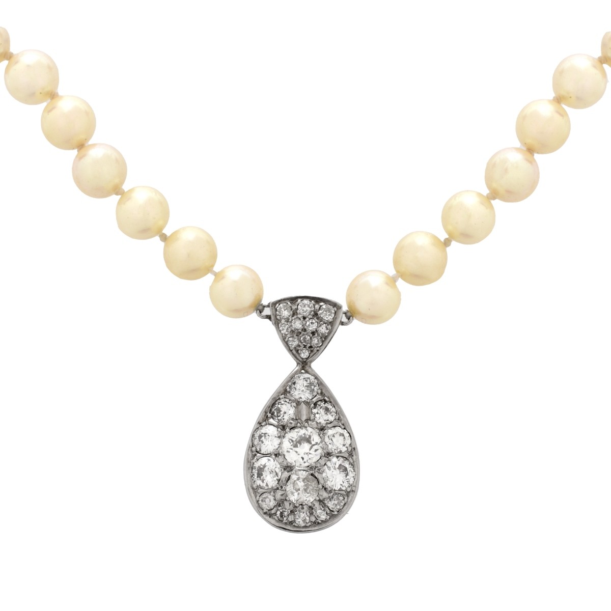 Pearl, Diamond and 14K Necklace