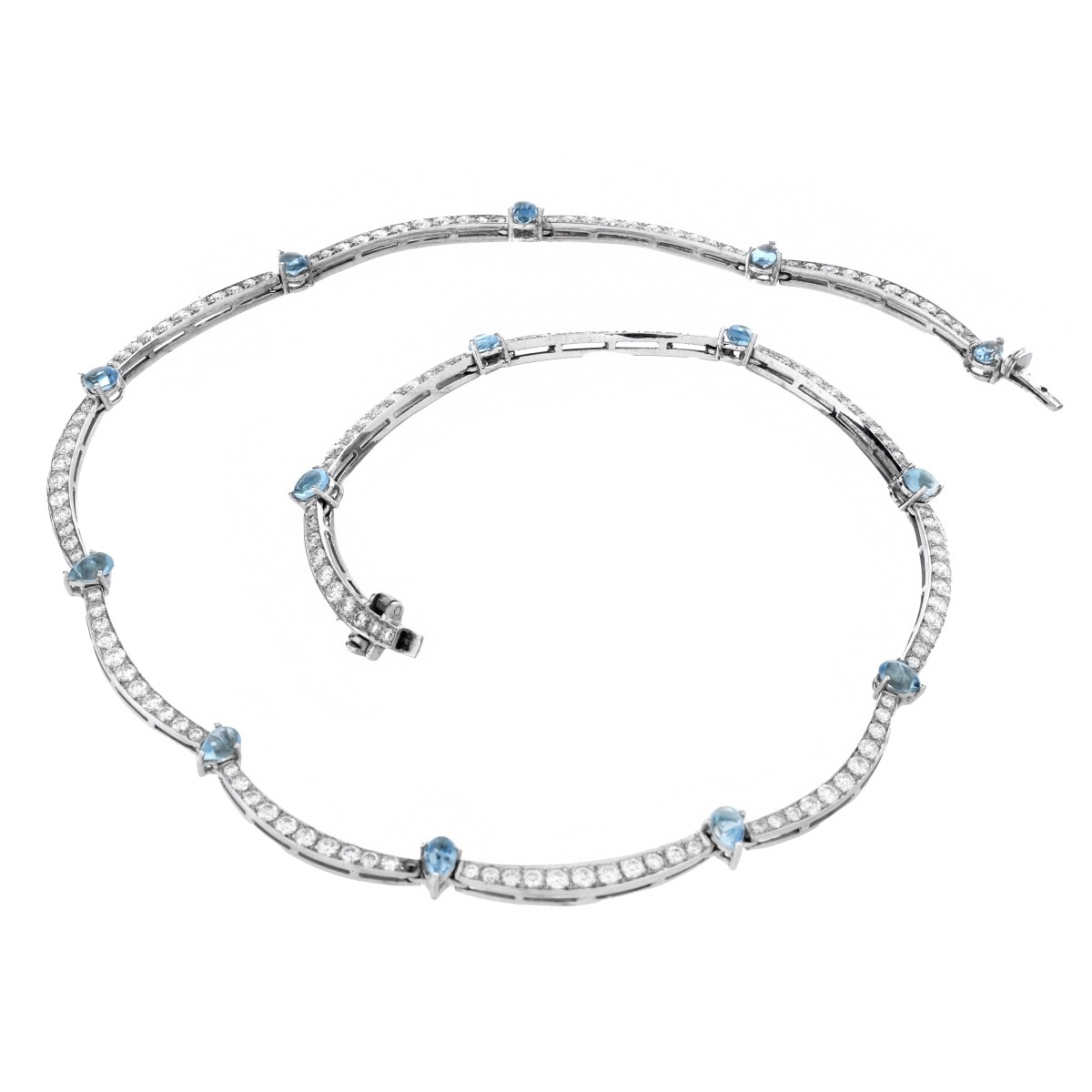 Diamond, Aquamarine and 18K Necklace