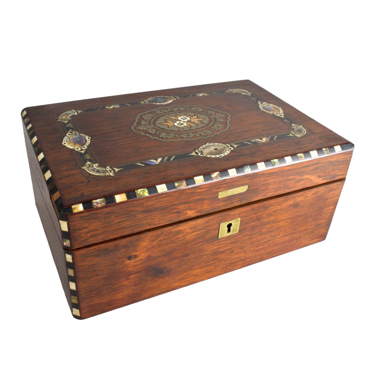 19th C. English Marquetry Inlaid Writing Box