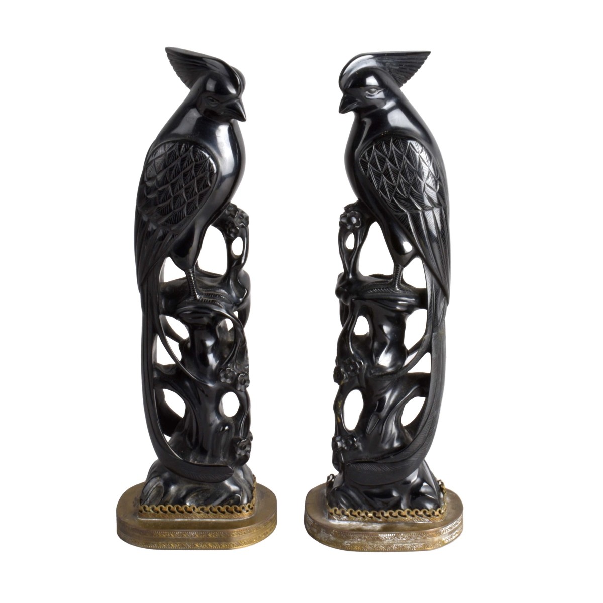 Pair of Oriental Carved Birds