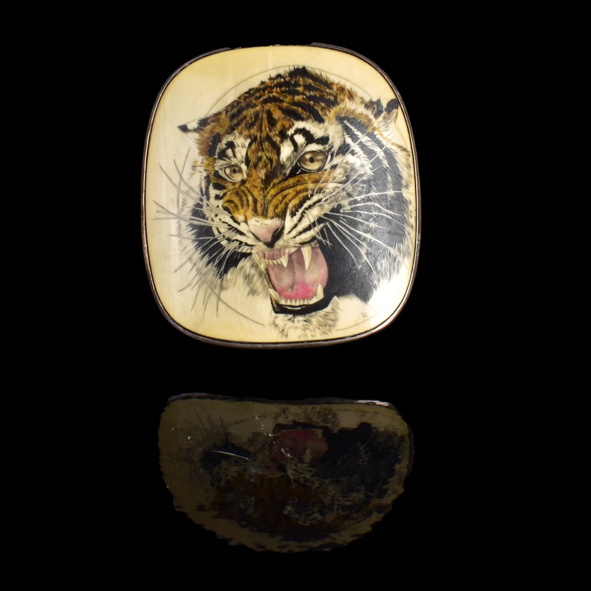 20th C. European Etched Tiger Portrait