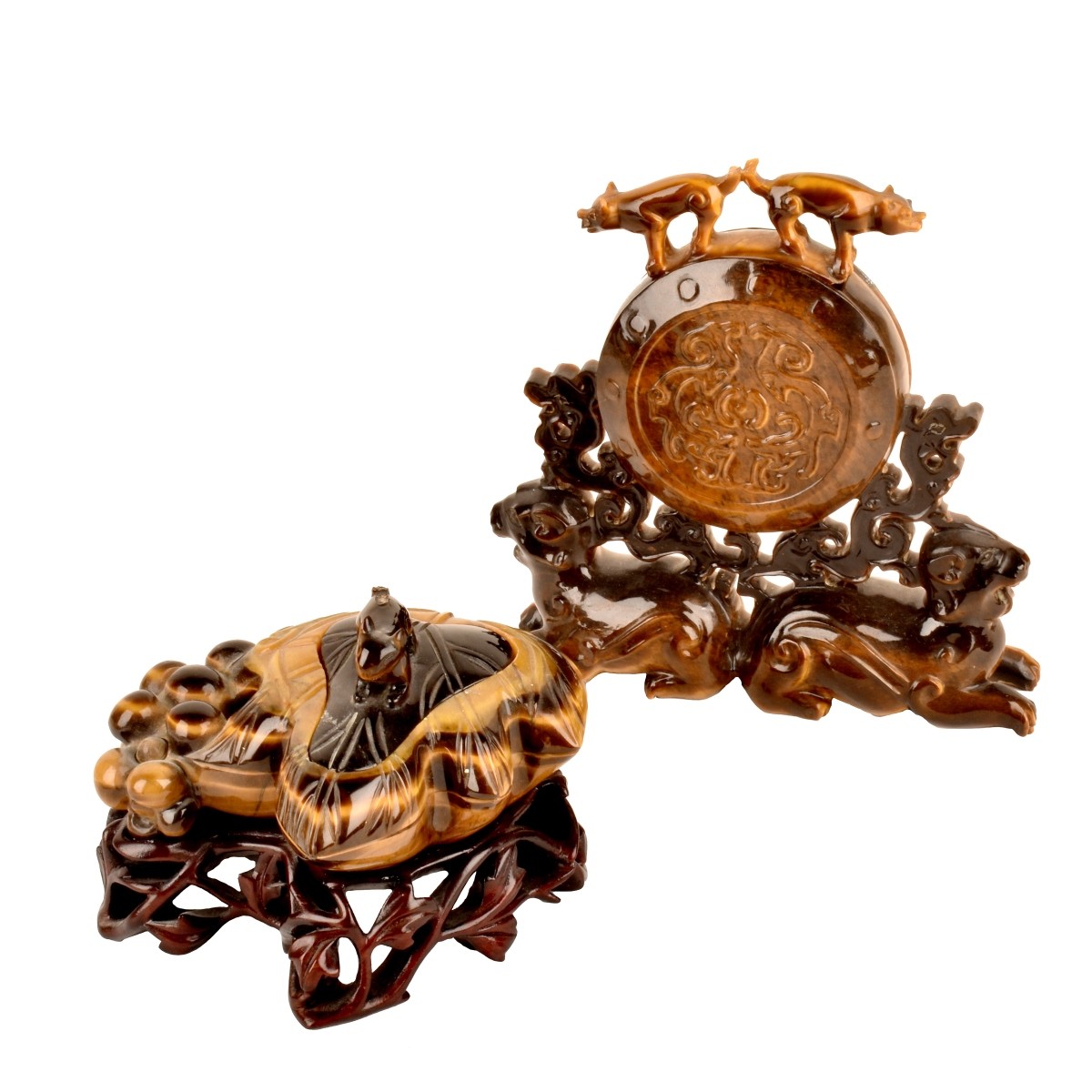 Two Chinese tiger Eye Incense Burners