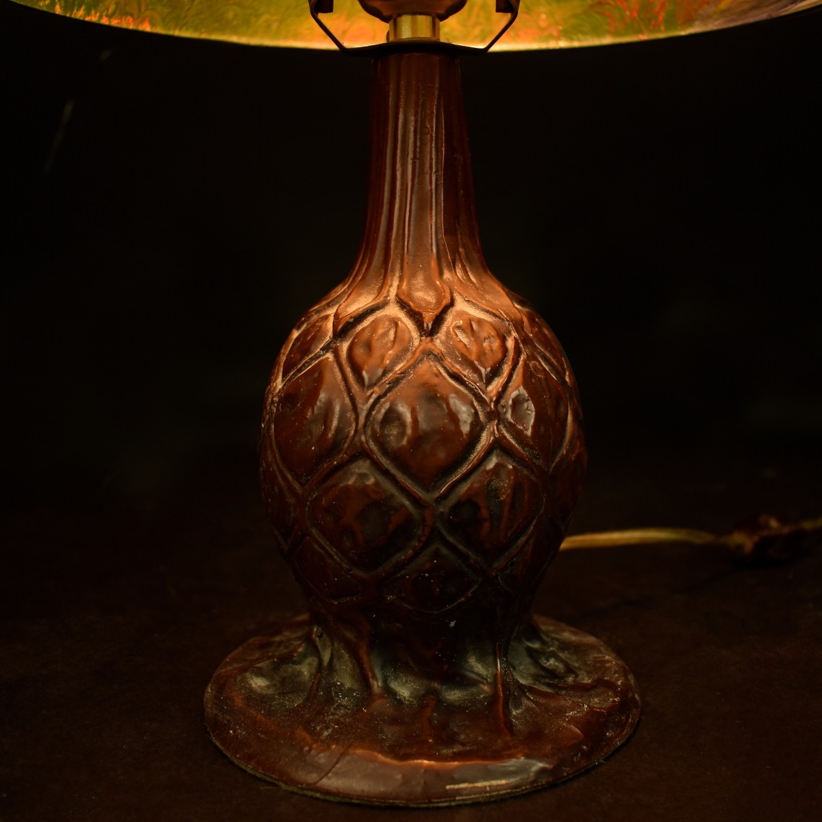 Arts and Craft Style Reverse Painted Lamp