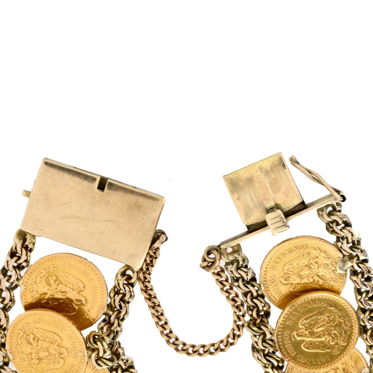 14K and Mexican Gold Coin Bracelet