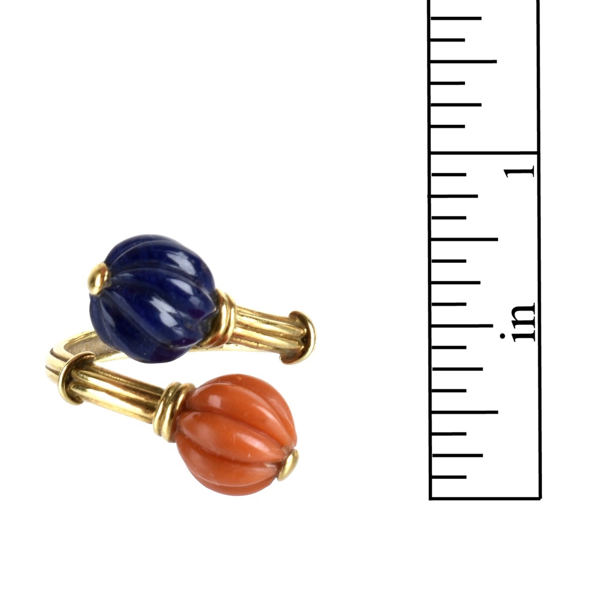 Spitzer & Furman Coral, Lapis and 18K Ring