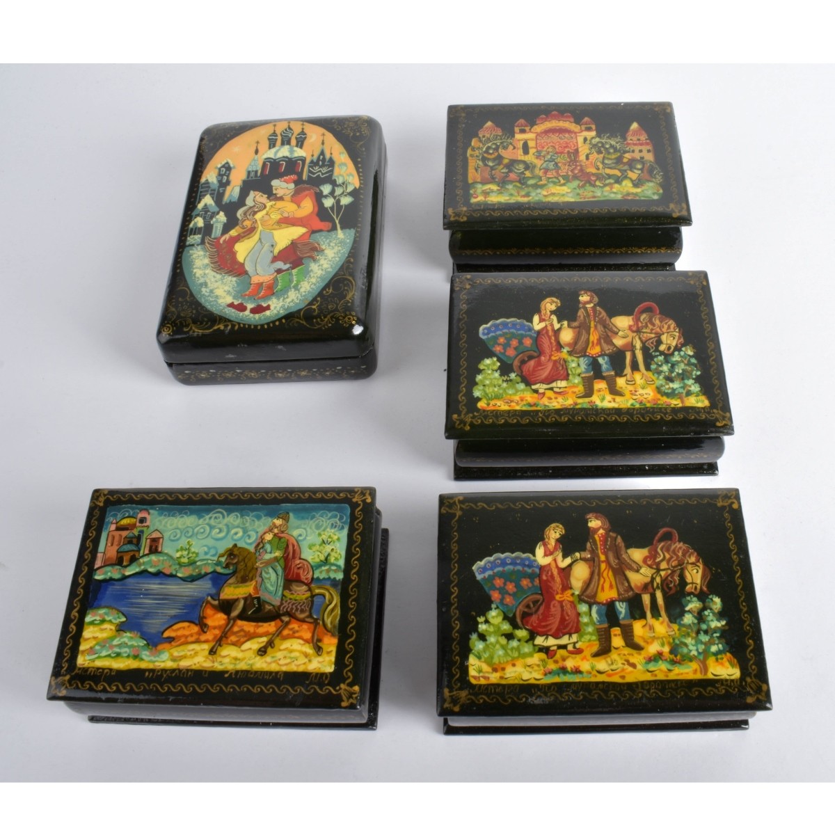 Vintage Russian Lacquer Miniature Boxes