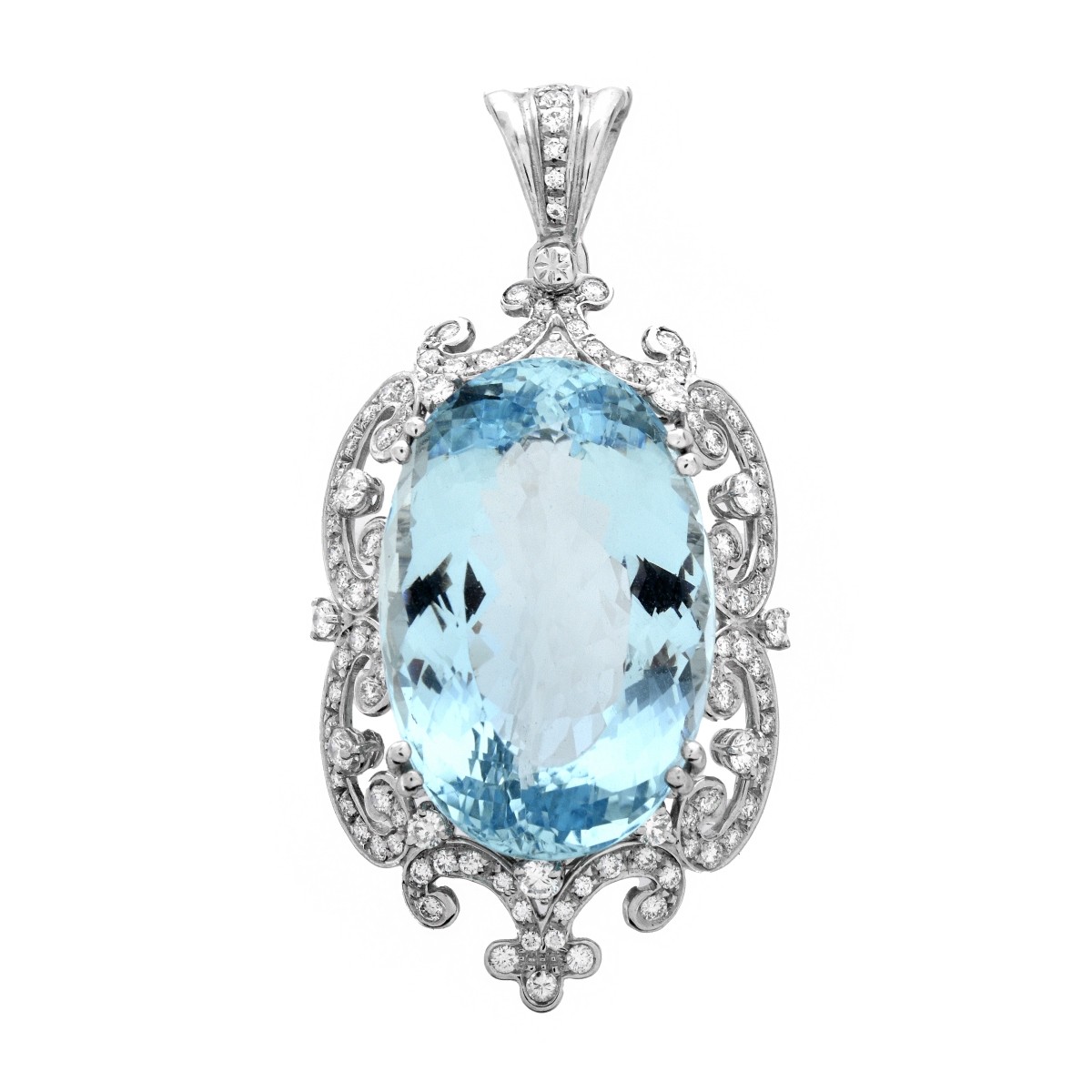 GIA Aquamarine, Diamond and 18K Pendant