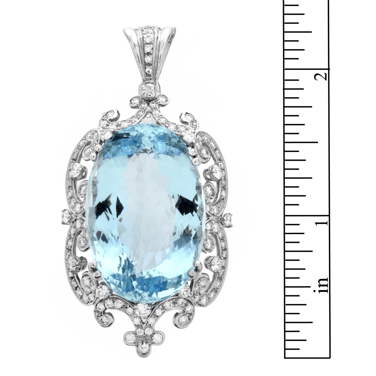 GIA Aquamarine, Diamond and 18K Pendant