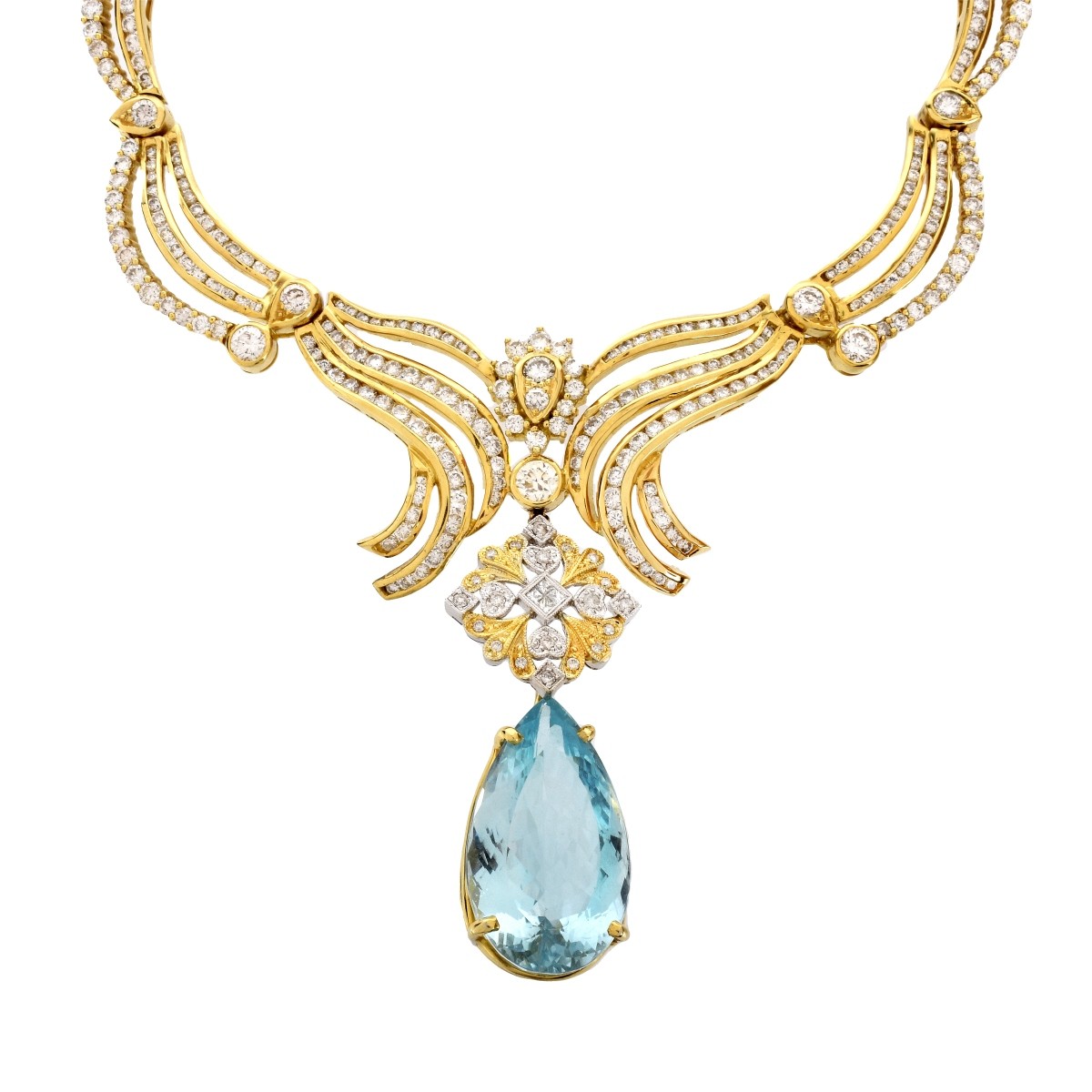 Aquamarine, Diamond and 18K Necklace