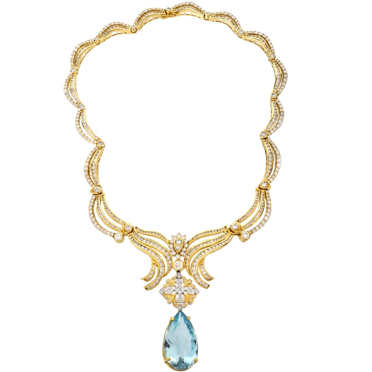 Aquamarine, Diamond and 18K Necklace