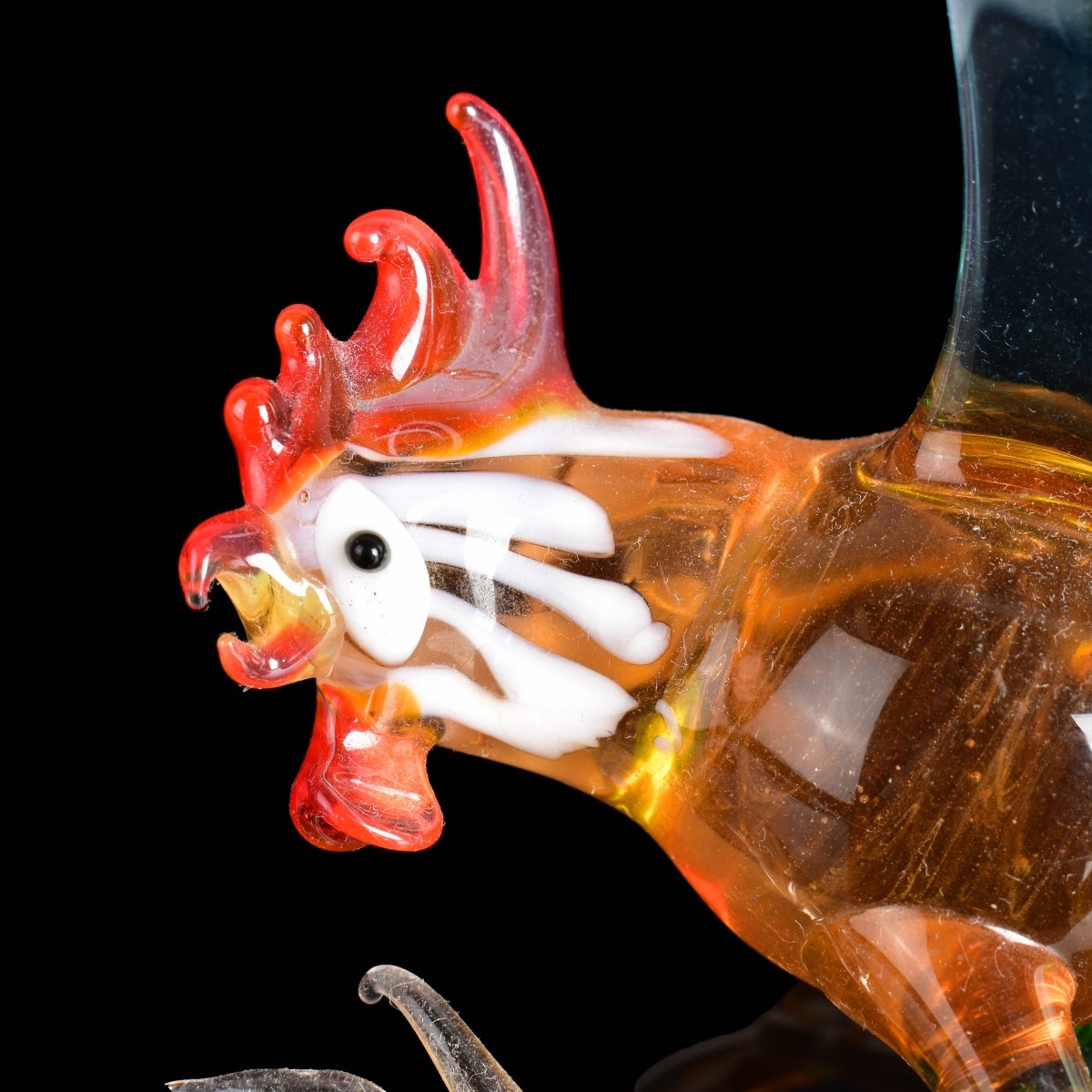 Murano Art Glass Rooster Figurines