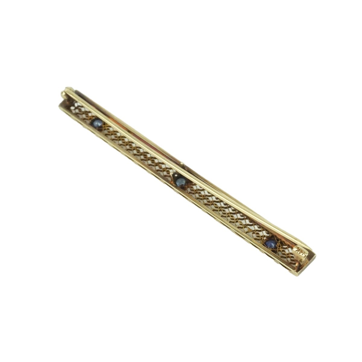 14K Bar Pin with Sapphires