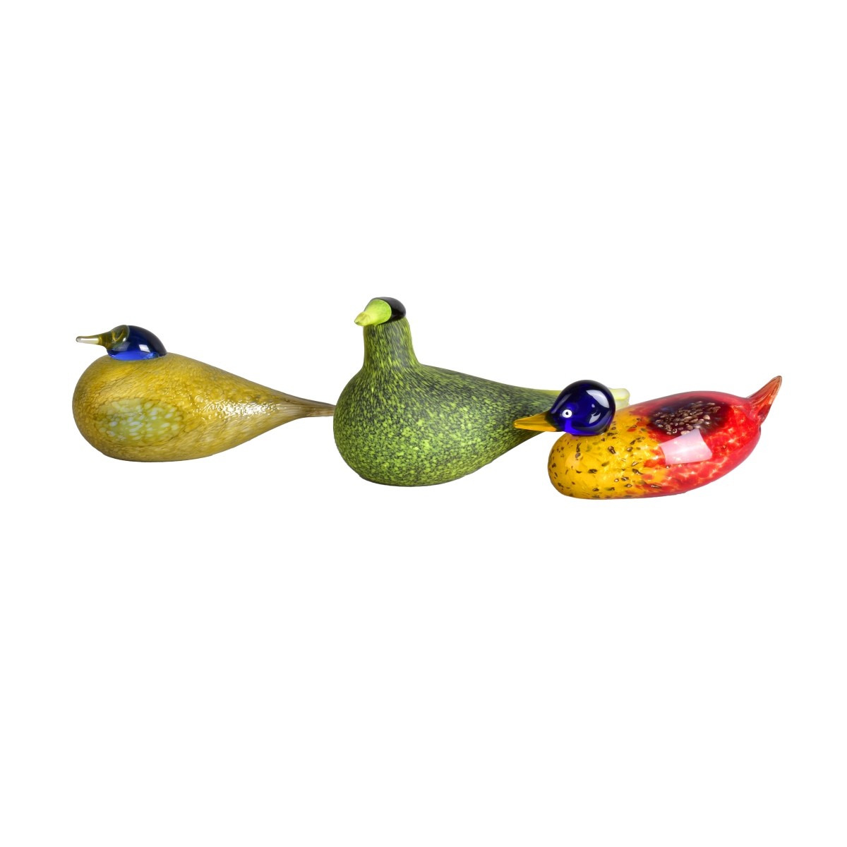 Three Vintage Art Glass Bird Figurines