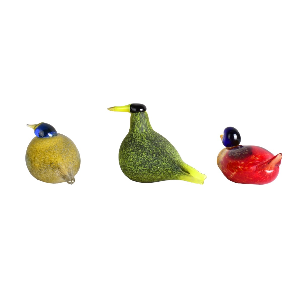 Three Vintage Art Glass Bird Figurines
