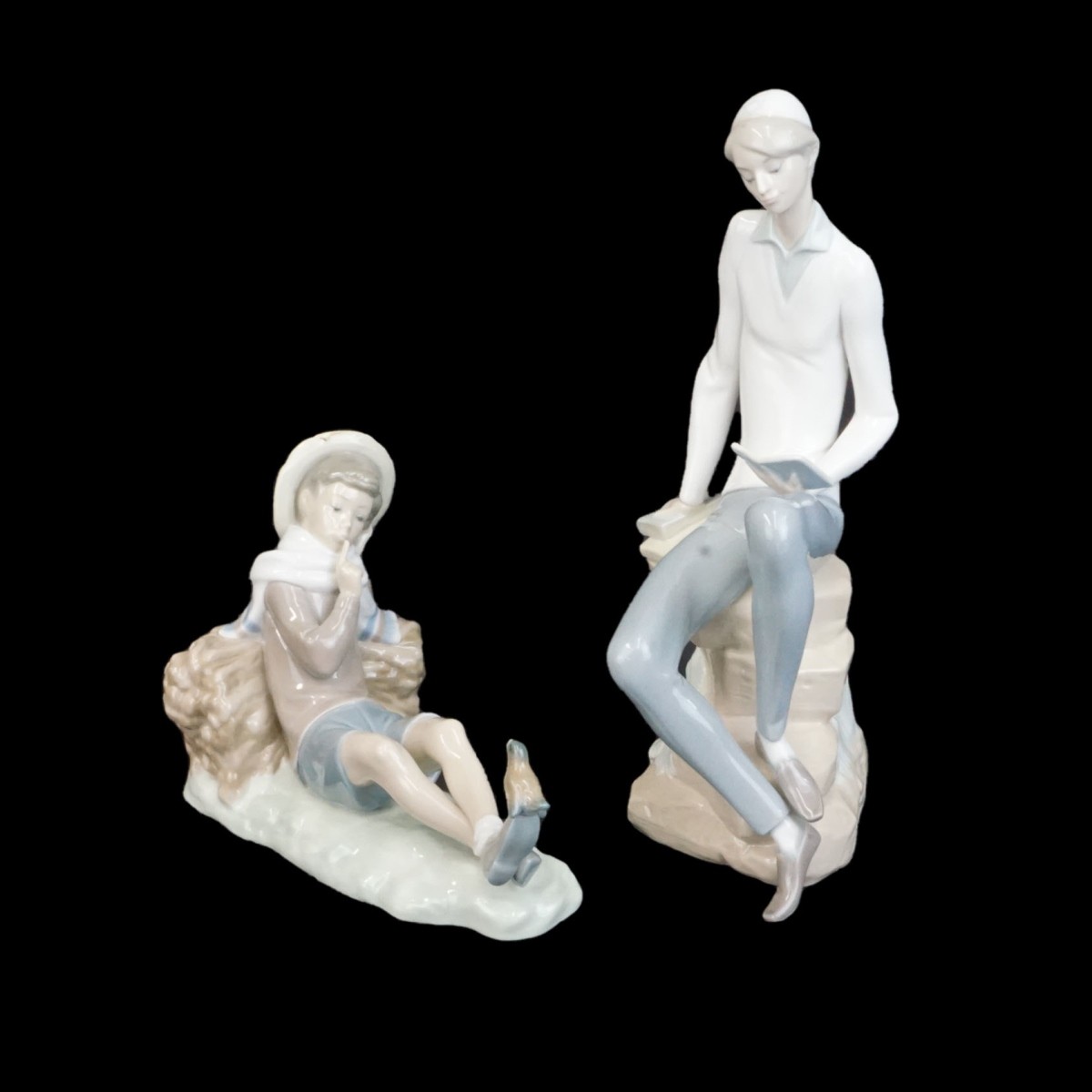 Two Lladro Figurines and a Bowl