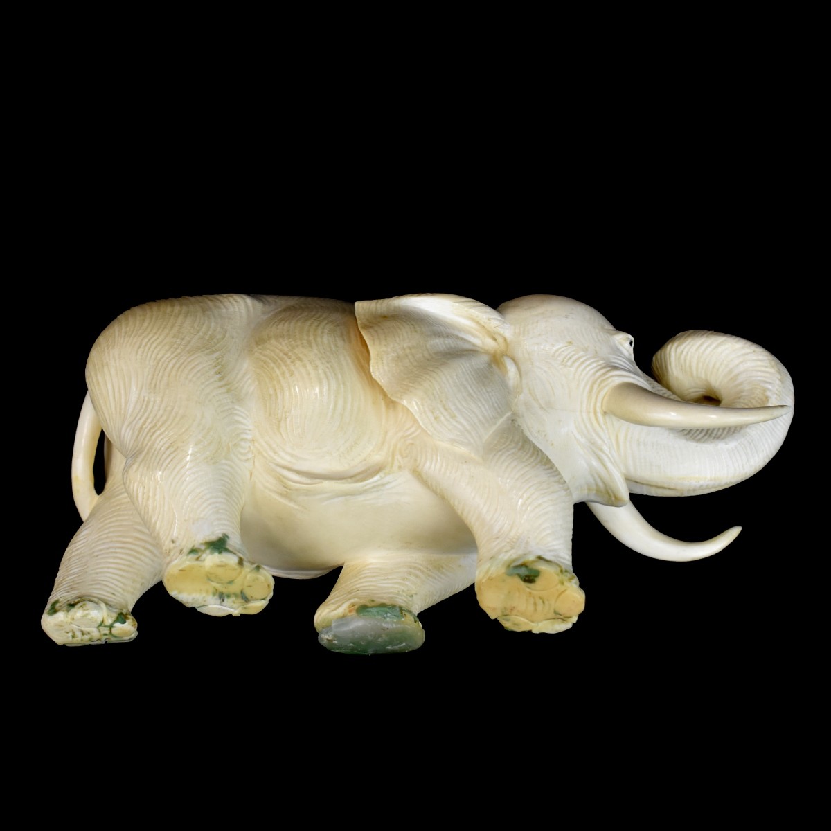 African Carved Elephant Figurine