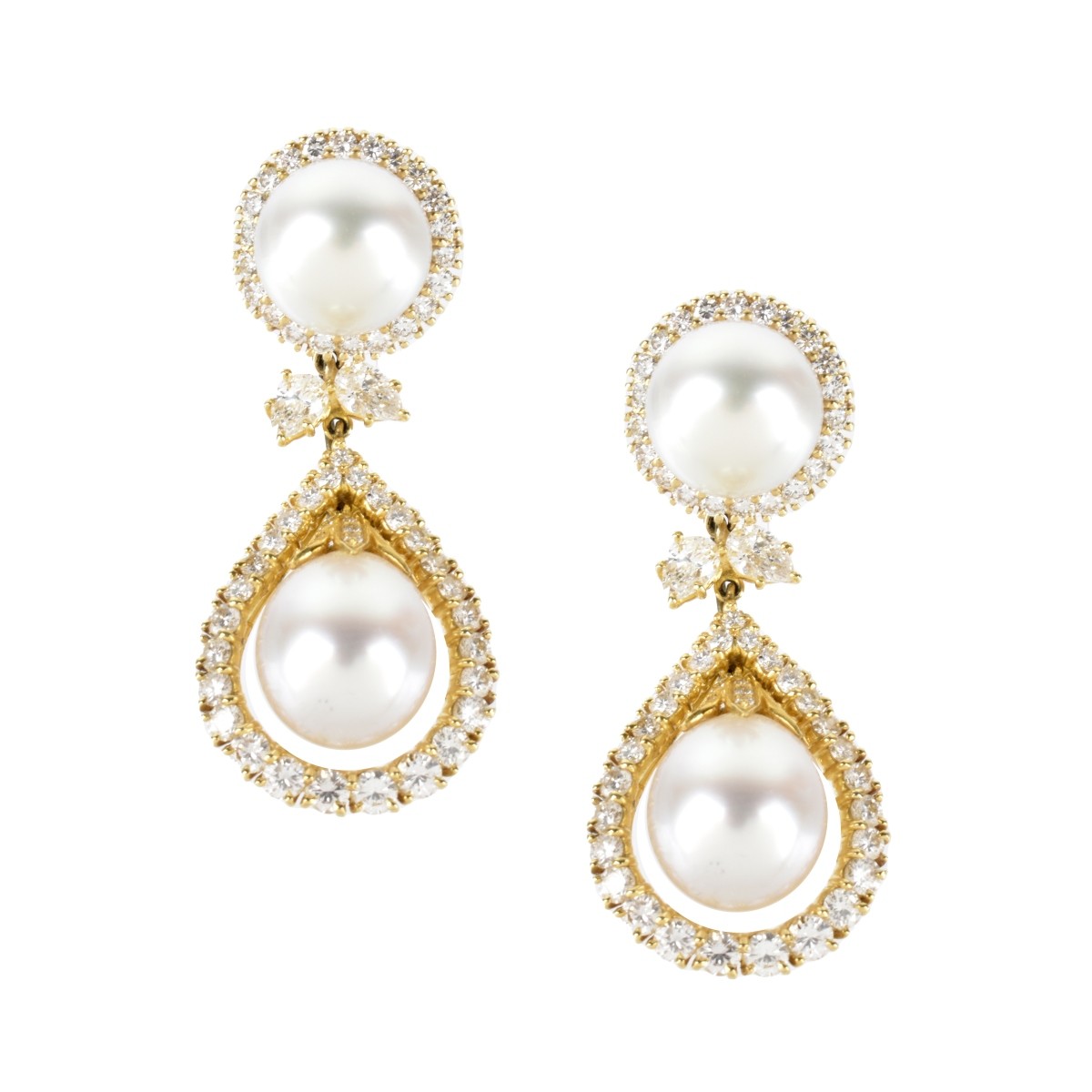 Harry Winston Diamond, Pearl & 18K Earrings