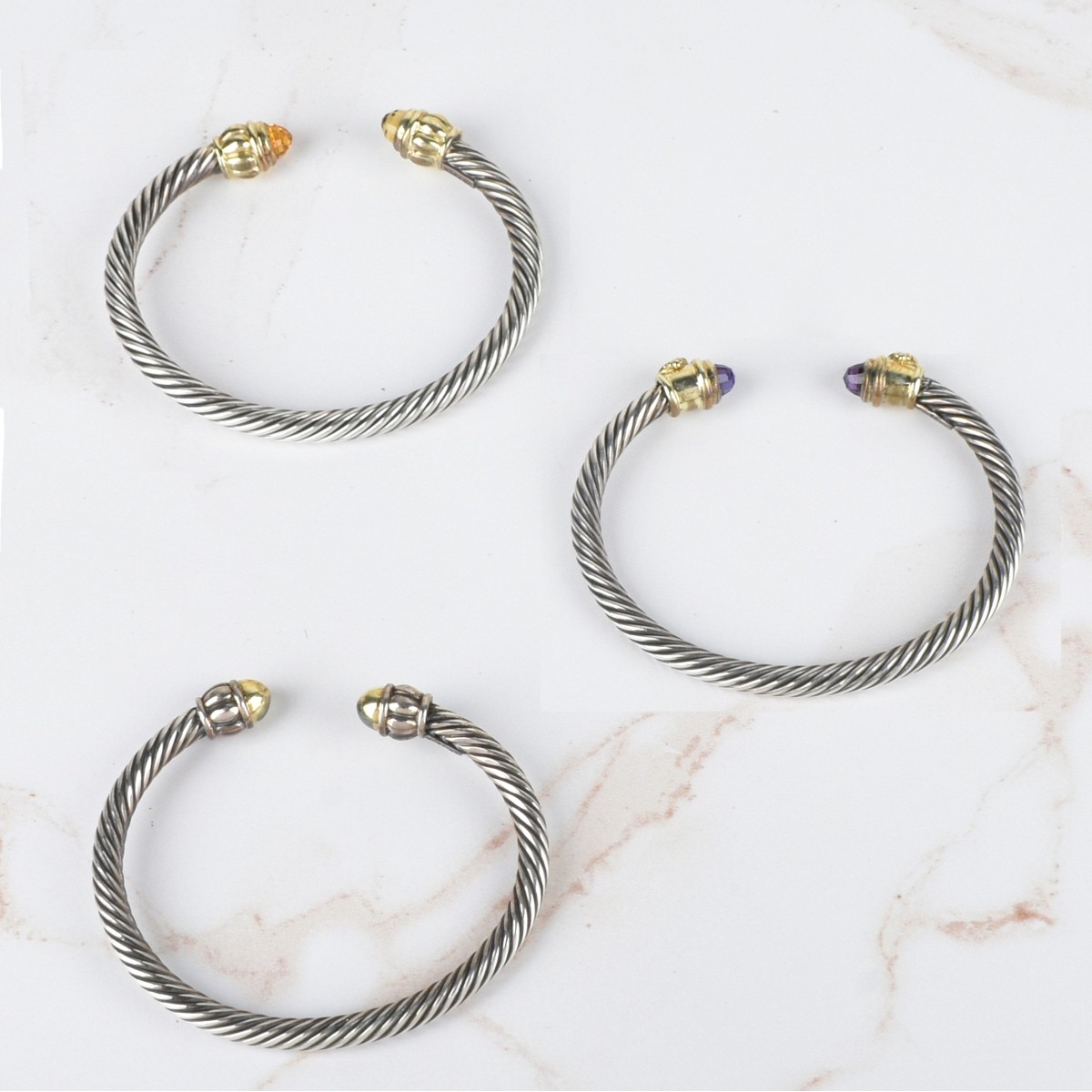 14K and Silver Bangle Bracelets