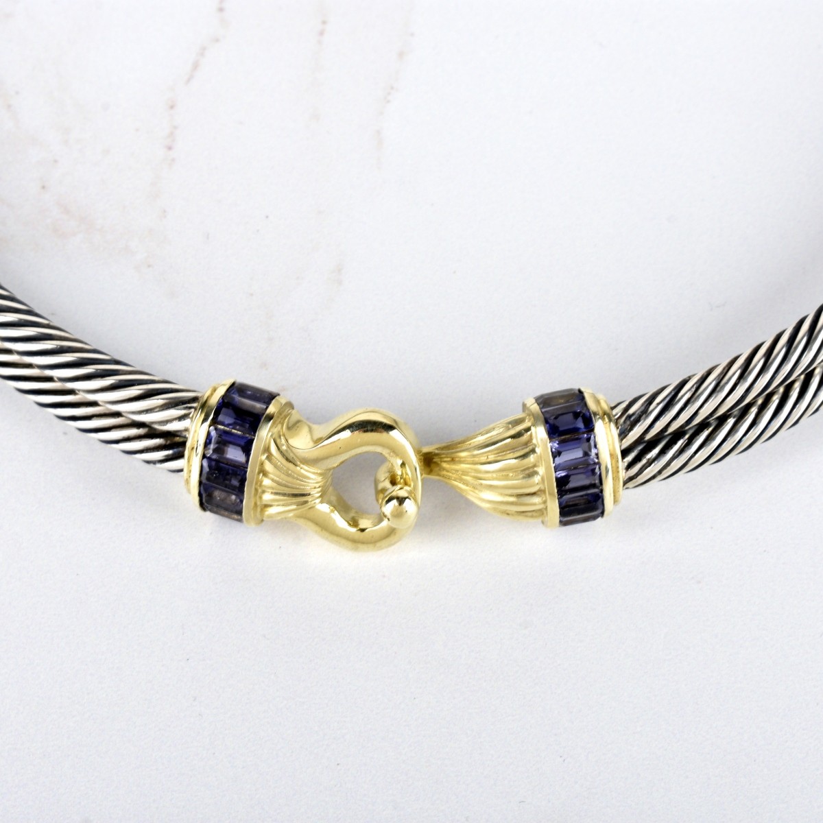 Gemstone, 14K and Silver Choker Necklace