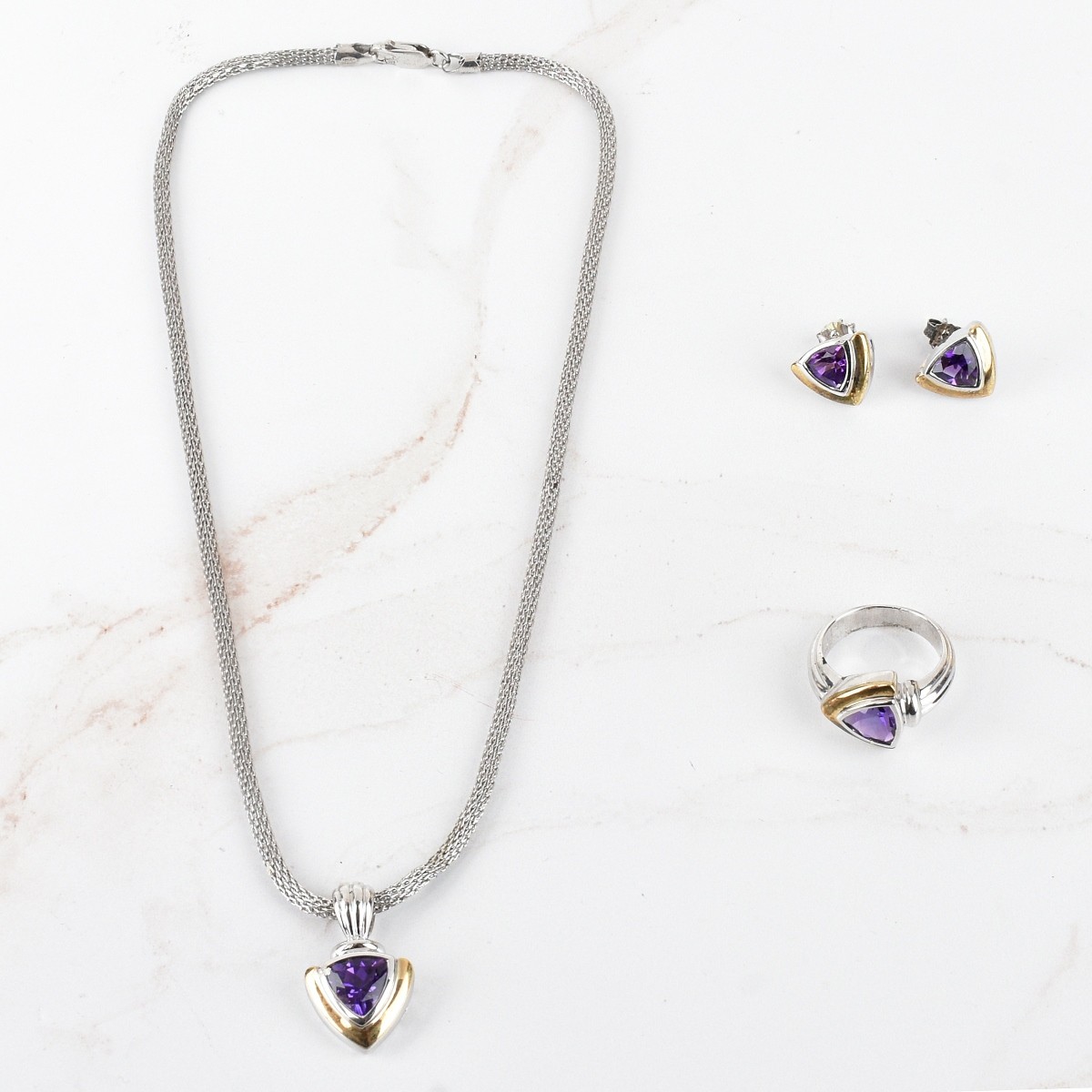 18K, Silver and Amethyst Set