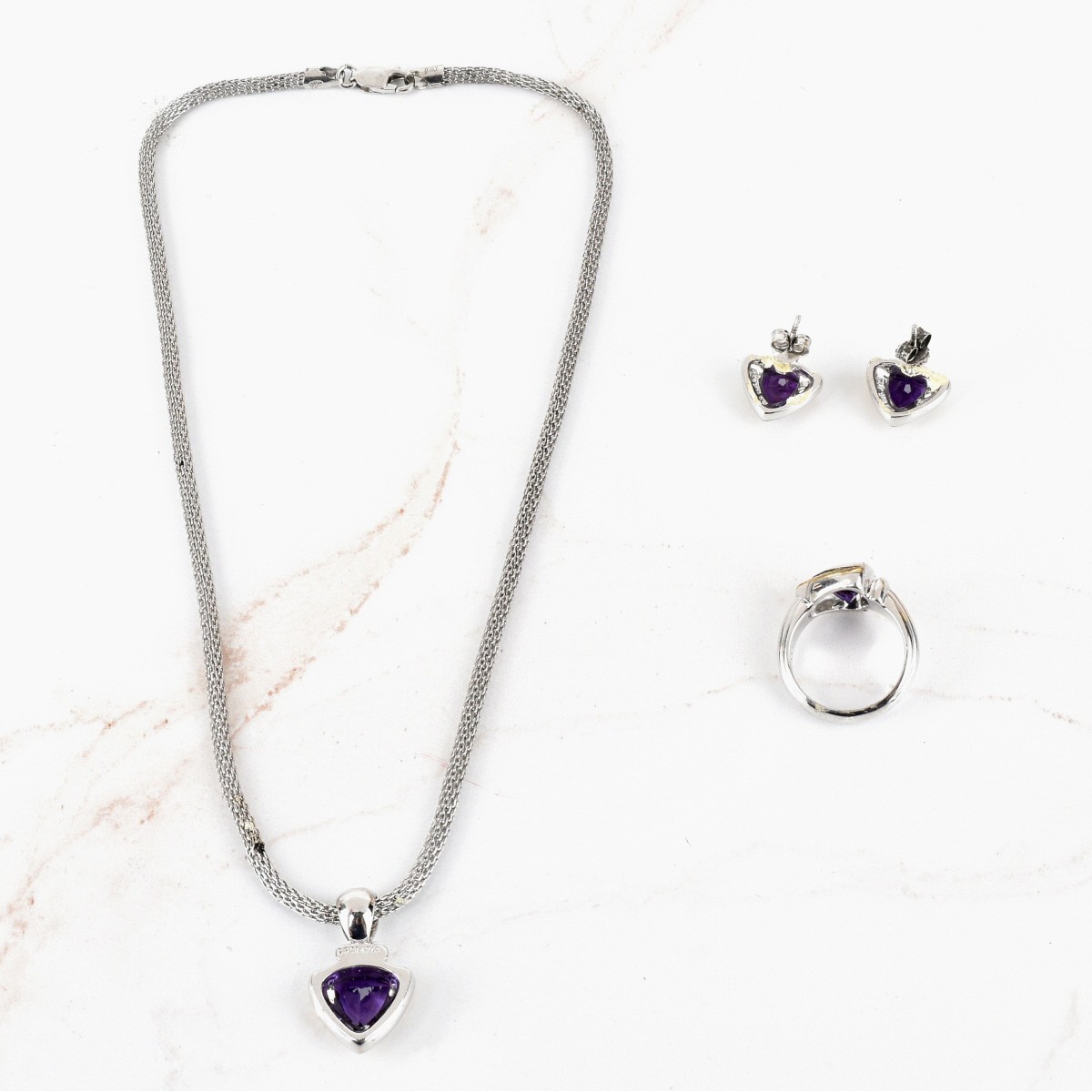 18K, Silver and Amethyst Set