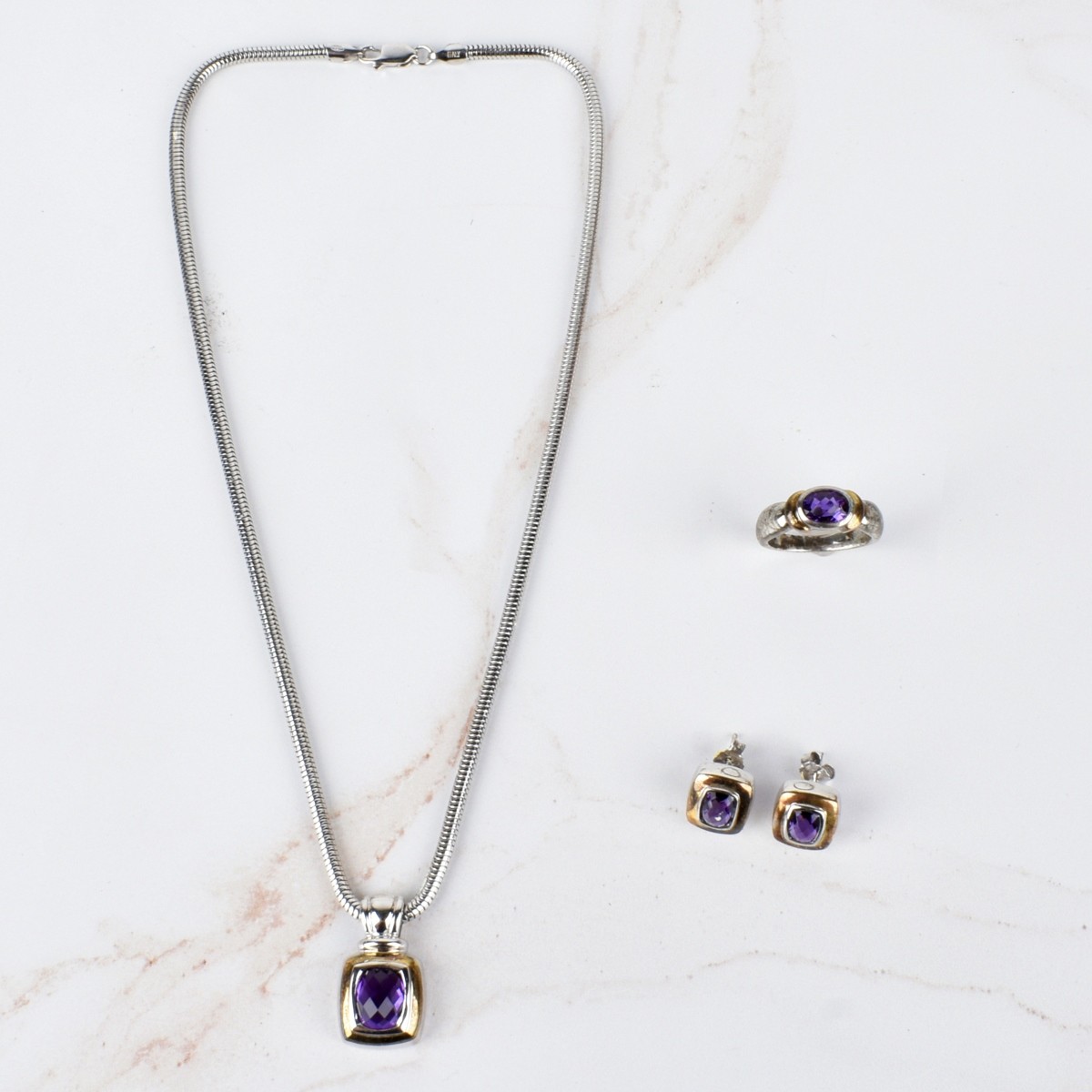 18K, Silver and Amethyst Set