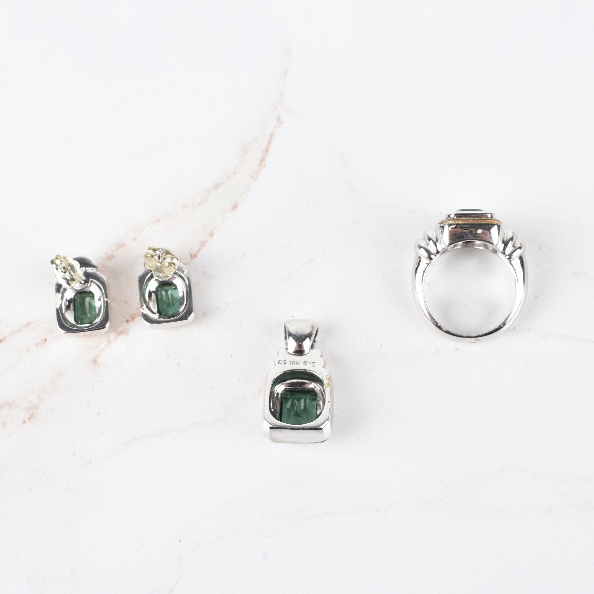 Tourmaline, 18K and Silver Set