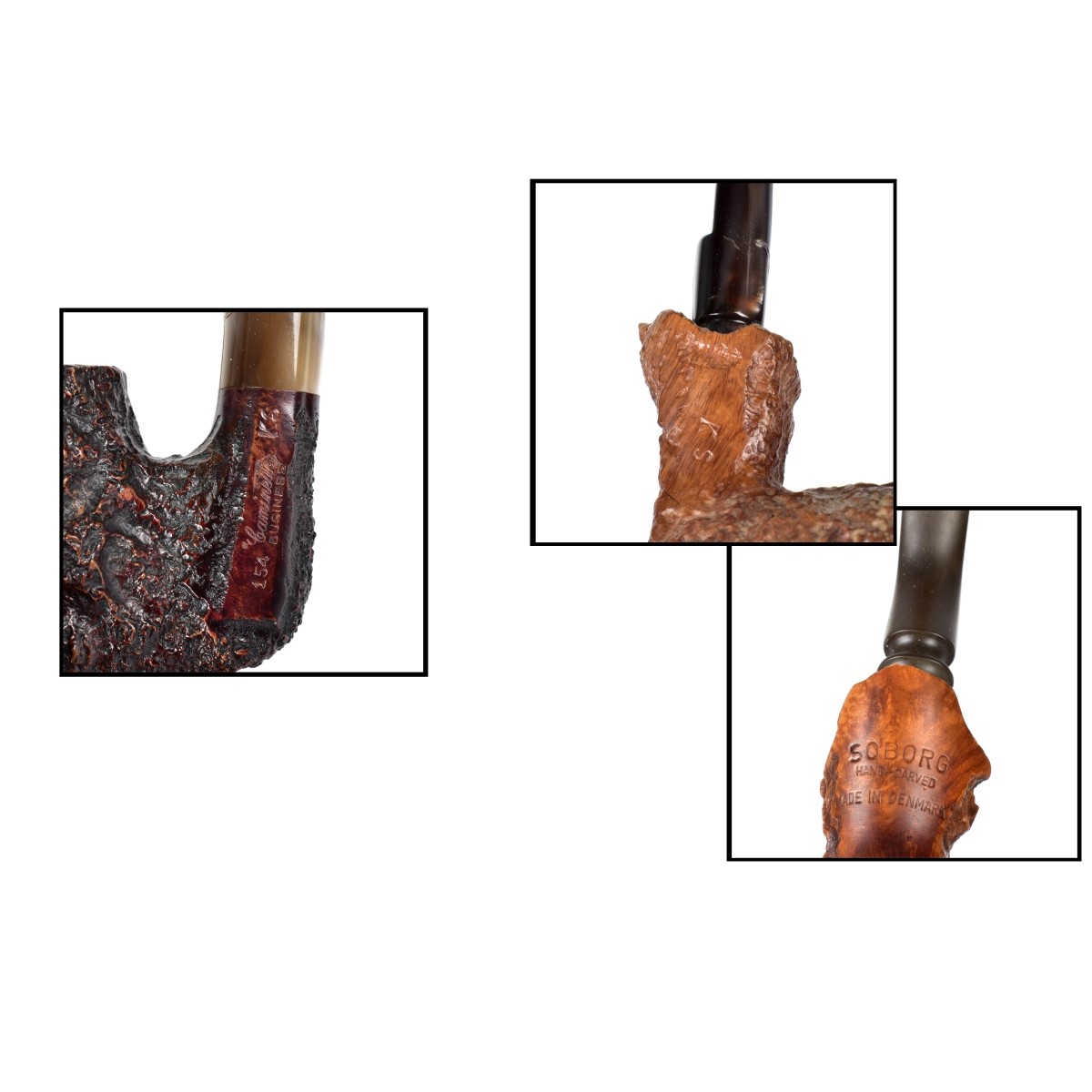 Three Hand Carved Smoking Pipes