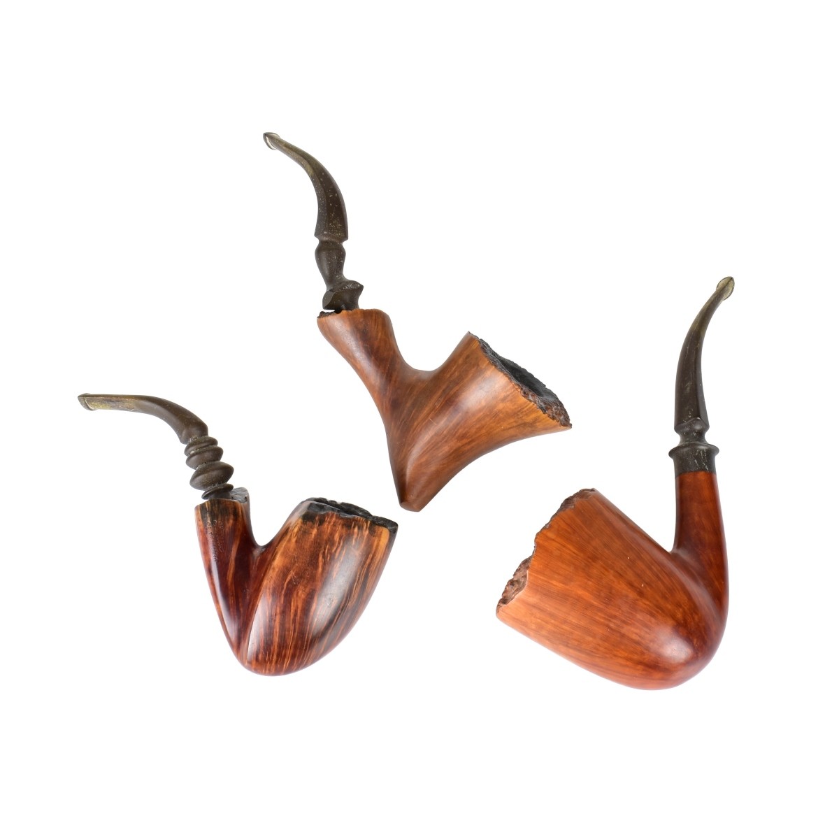 Three Danish Carved Smoking Pipes