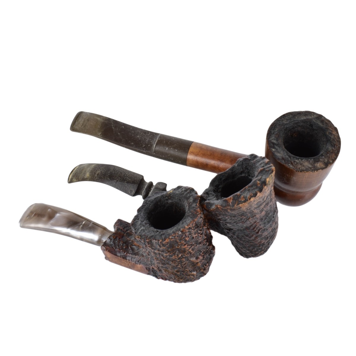 Three Hand Carved Smoking Pipes