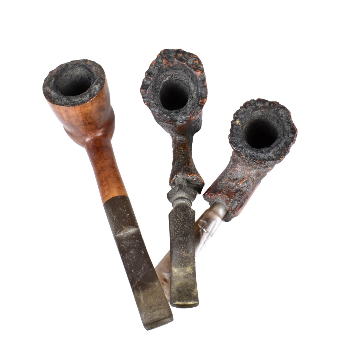 Three Hand Carved Smoking Pipes