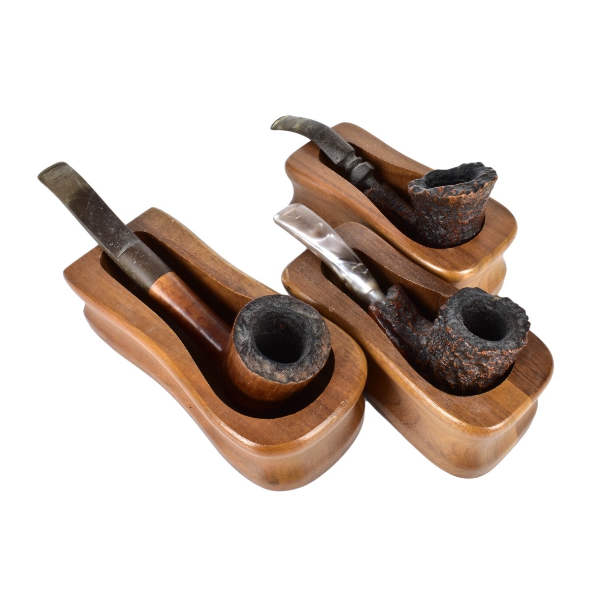 Three Hand Carved Smoking Pipes