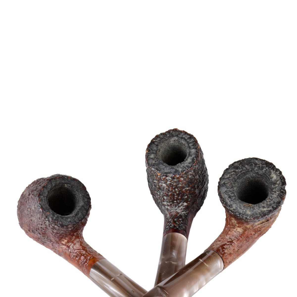 Three Hand Carved Smoking Pipes