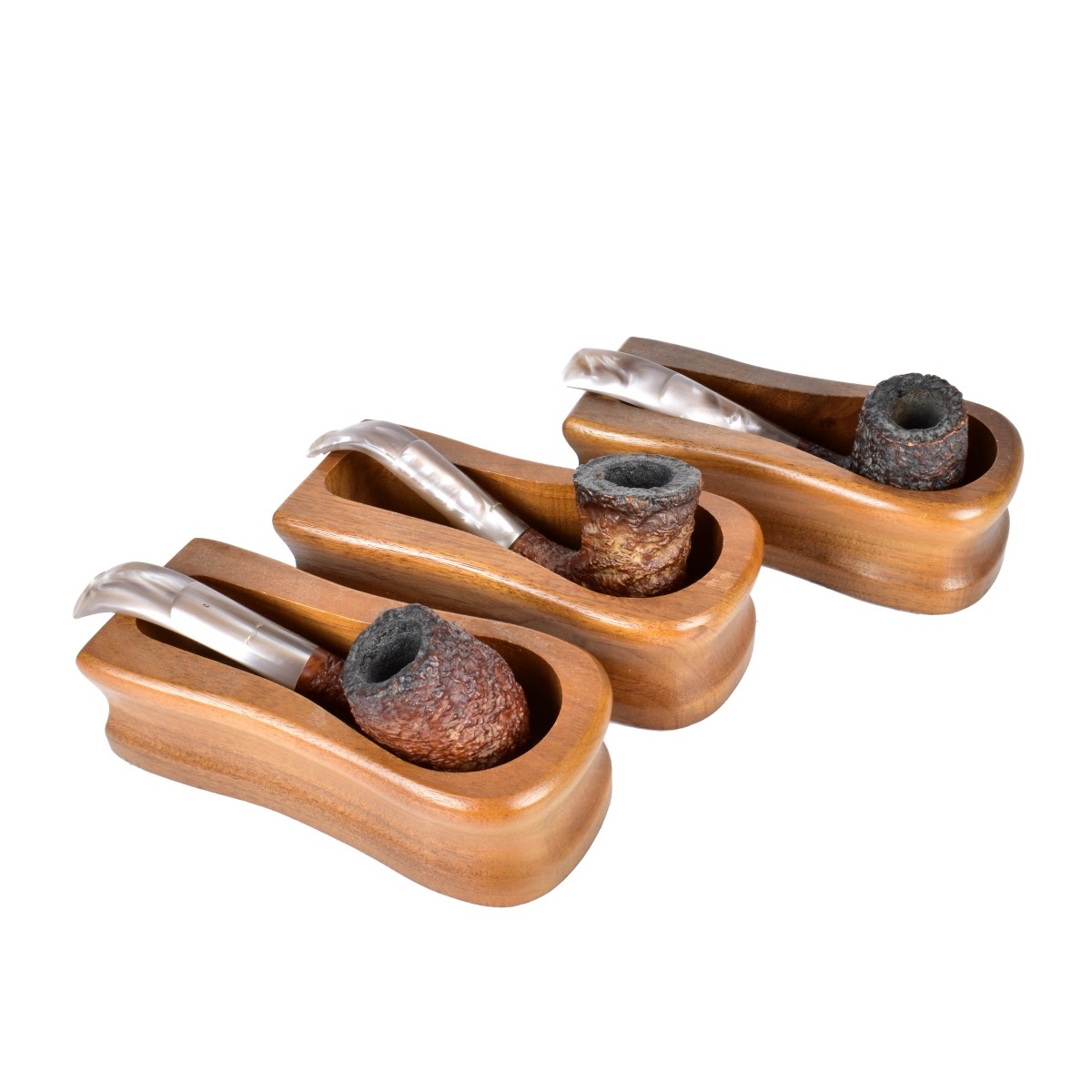 Three Hand Carved Smoking Pipes