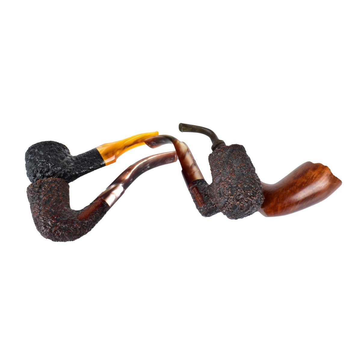 Four Hand Carved Smoking Pipes