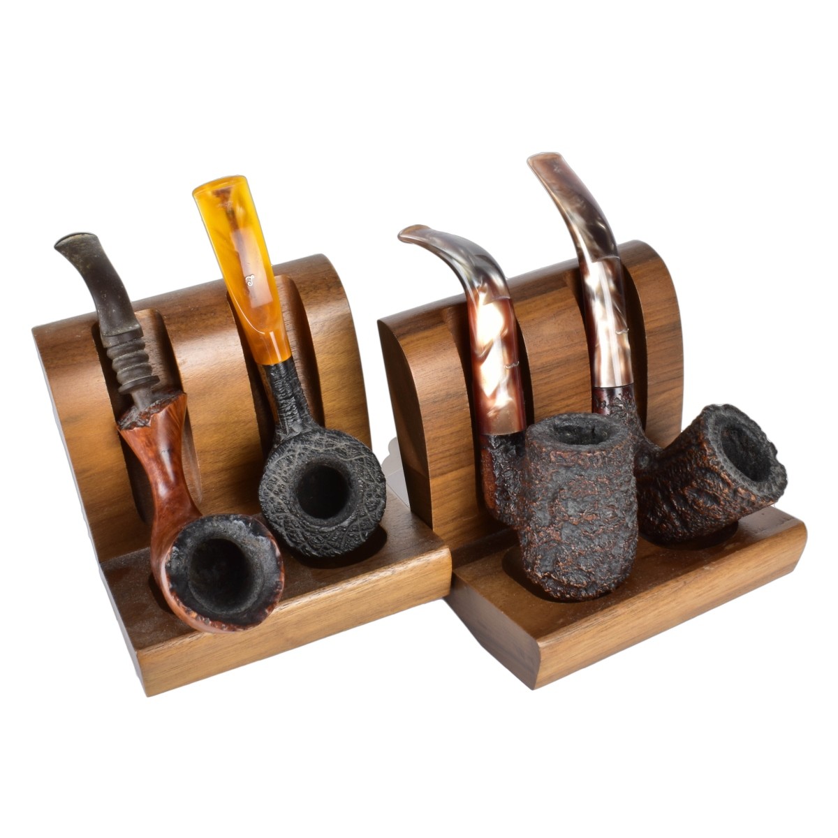 Four Hand Carved Smoking Pipes