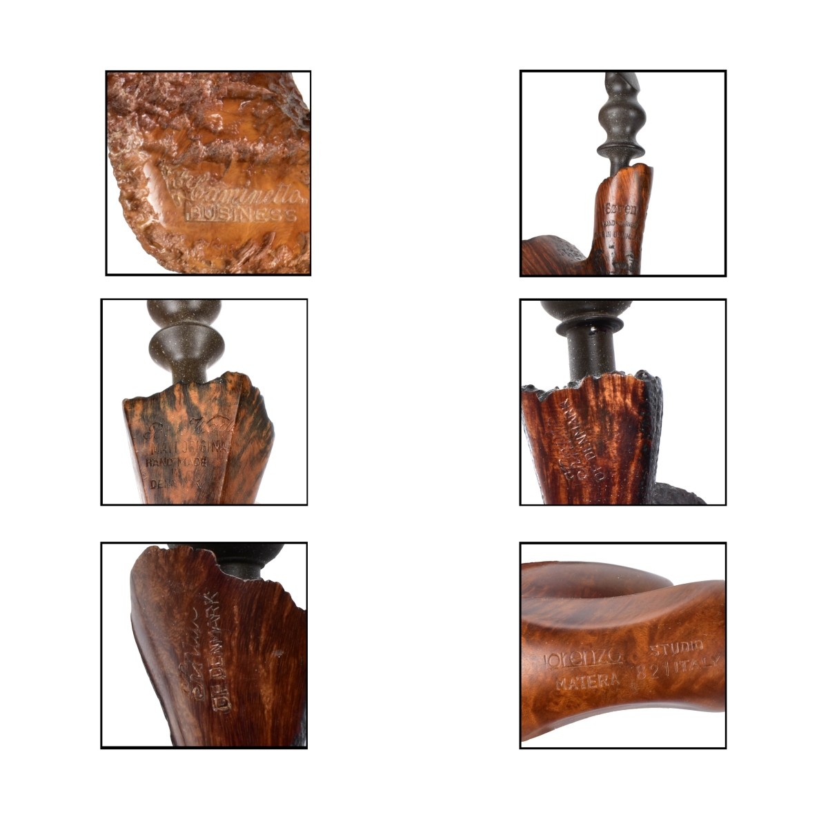 Six Hand Carved Smoking Pipes