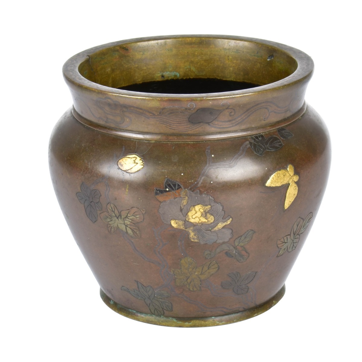 Japanese Bronze and Mixed Metal Vase