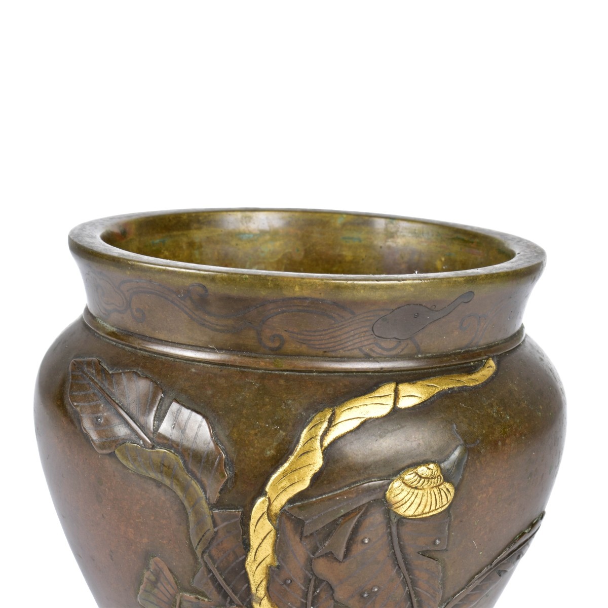 Japanese Bronze and Mixed Metal Vase