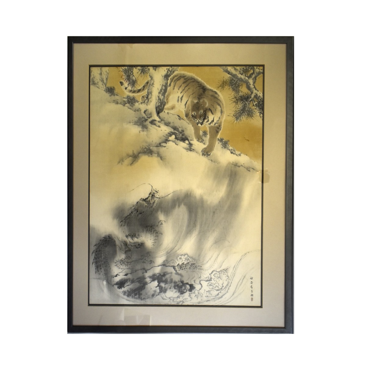 Antique Japanese Silk Scroll Painting