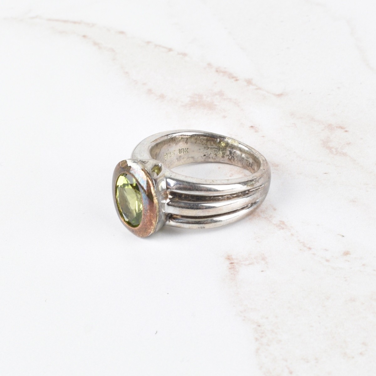 Peridot, 18K and Silver Ring